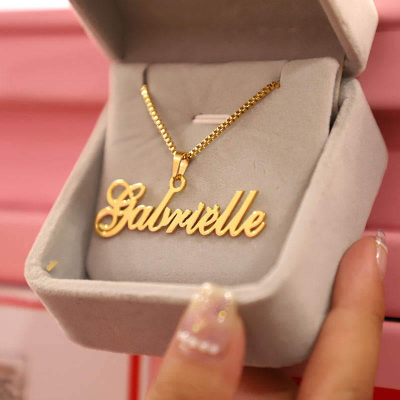 Custom Name Custom Stainless Steel Necklace 18K Gilded Letters Custom Name Custom Stainless Steel Necklace 18K Gilded Letters